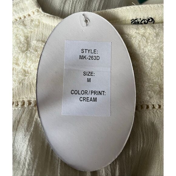 Magazine Peasant Cream Crochet Square Neck Short Sleeve Top Women’s Medium NWT - Picture 7 of 10